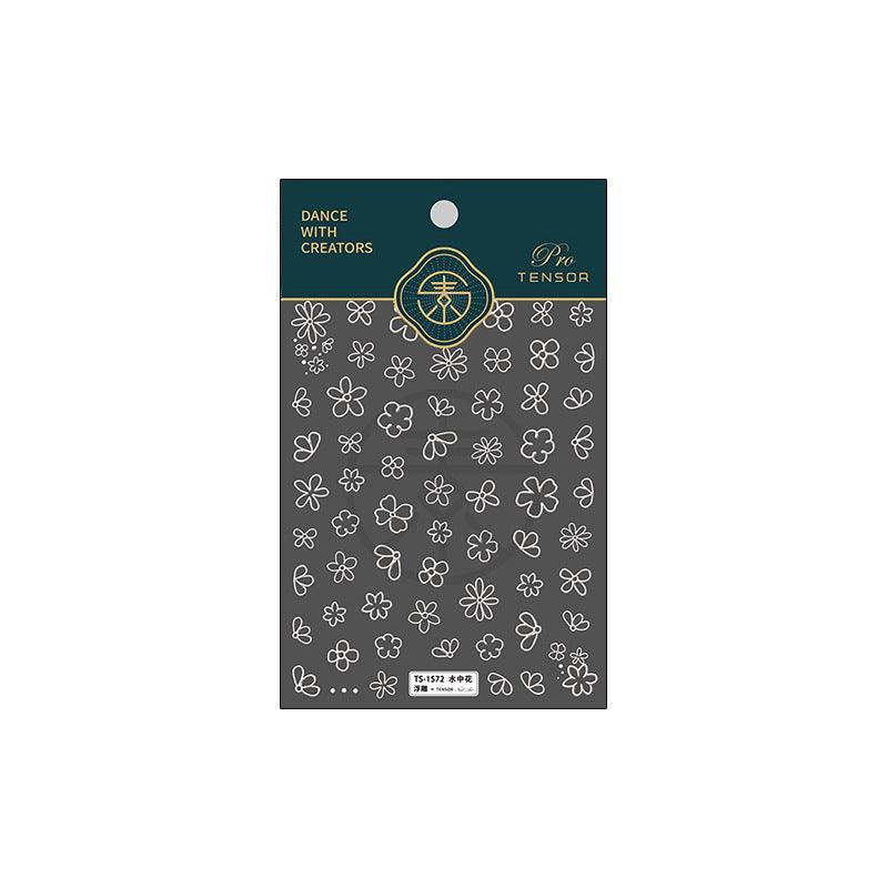 Tensor Nail Art Stickers White Flower Embossed Sticker Decals TS1572 - Nail MAD