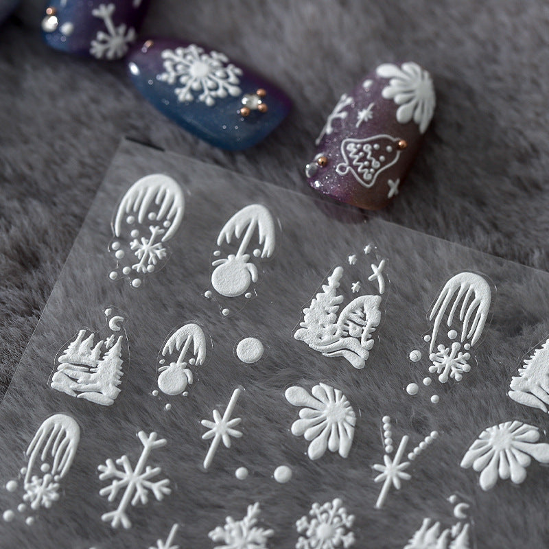 Tensor Nail Art Stickers Snowflake Embossed Sticker Decals - Nail MAD