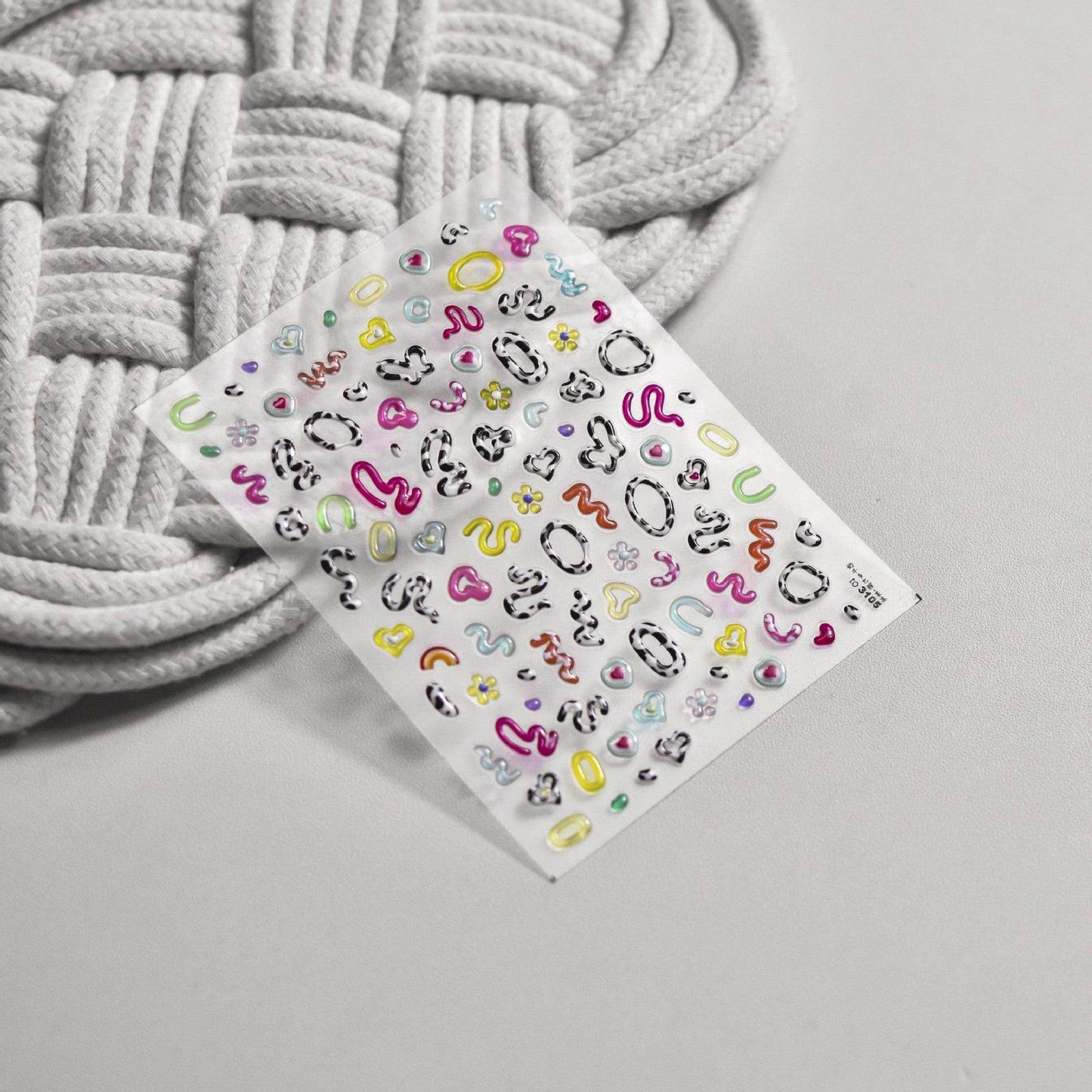 Cow Print Nail Art Stickers Adhesive Embossed Cute Bear Bunny Flower Sticker Decals to3054 - Nail MAD