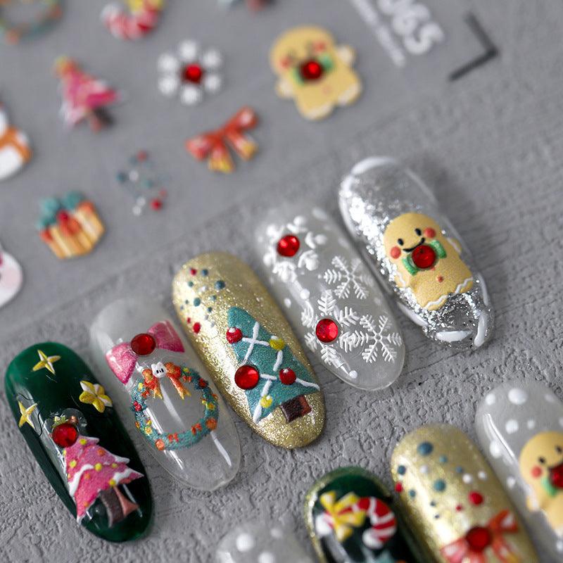 Tensor Nail Art Stickers Christmas Tree Snowflake Embossed Sticker Decals TL065 - Nail MAD