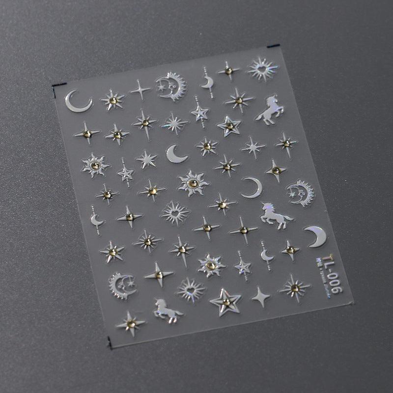 Tensor Nail Art Stickers Star Moon With Rhinestone Sticker Decals TL006 - Nail MAD