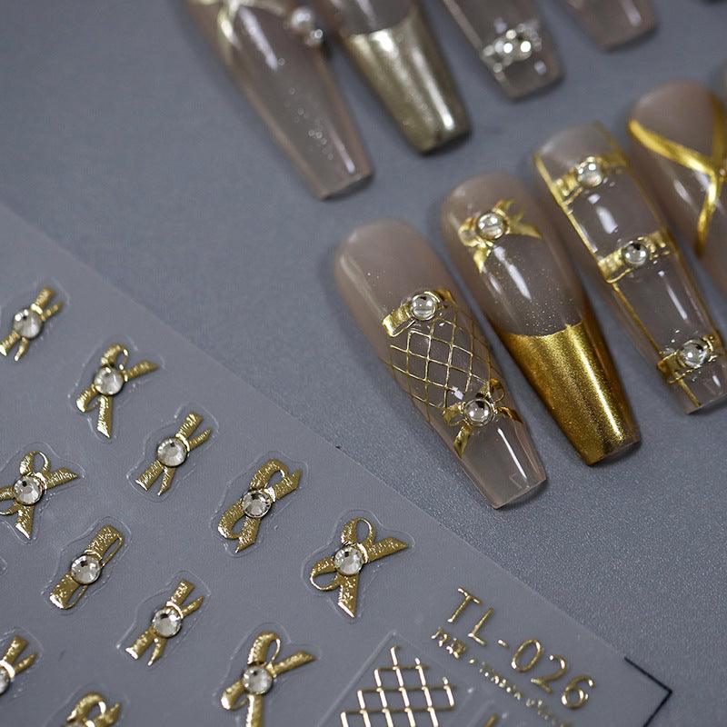 Tensor Nail Art Stickers Gold Silver Bows Sticker Decals - Nail MAD