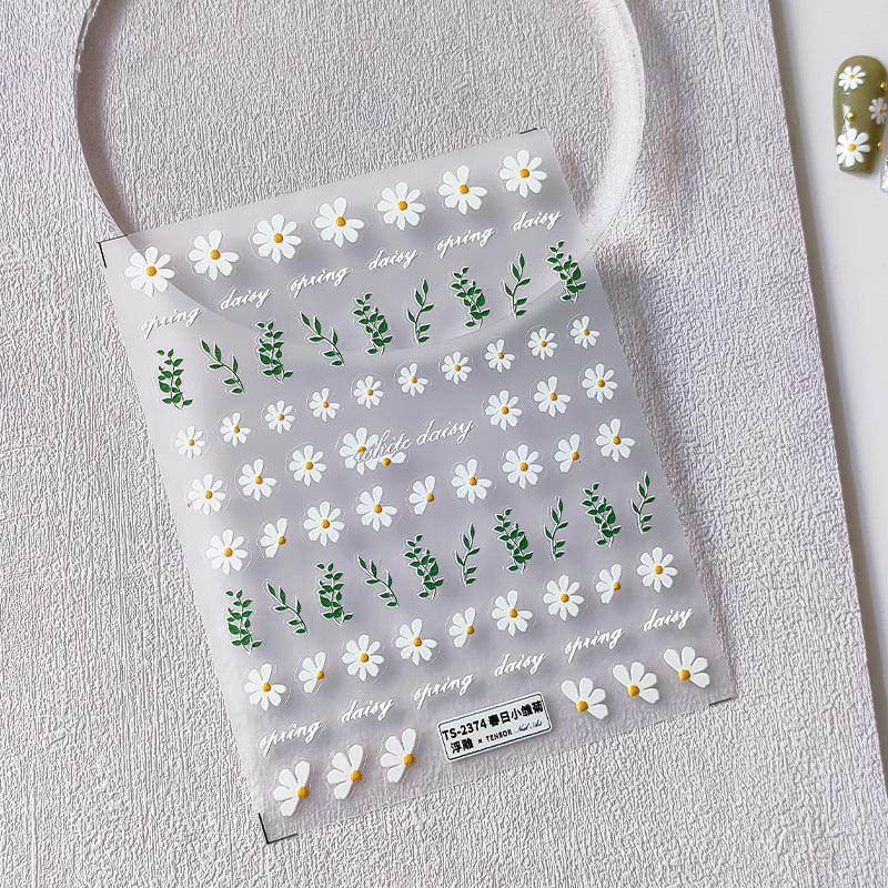 Tensor Nail Art Stickers Embossed Daisy Flower Sticker Decals TS2373 - Nail MAD