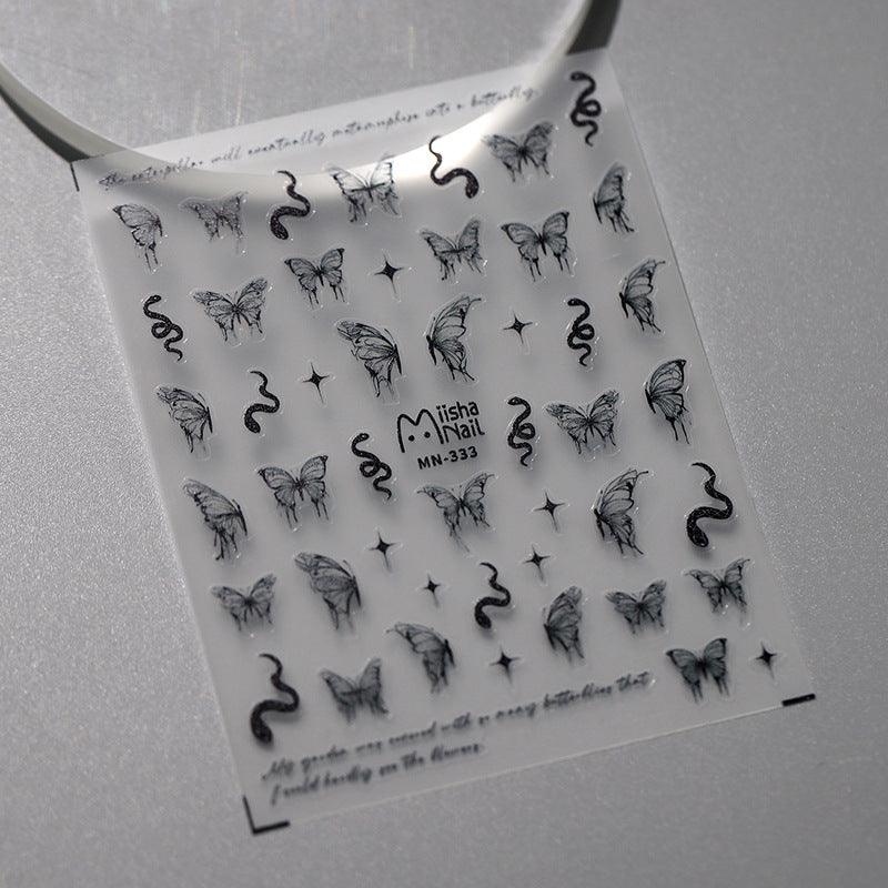NailMAD Nail Art Stickers Adhesive Slider Butterfly Snake Sticker Decals - Nail MAD