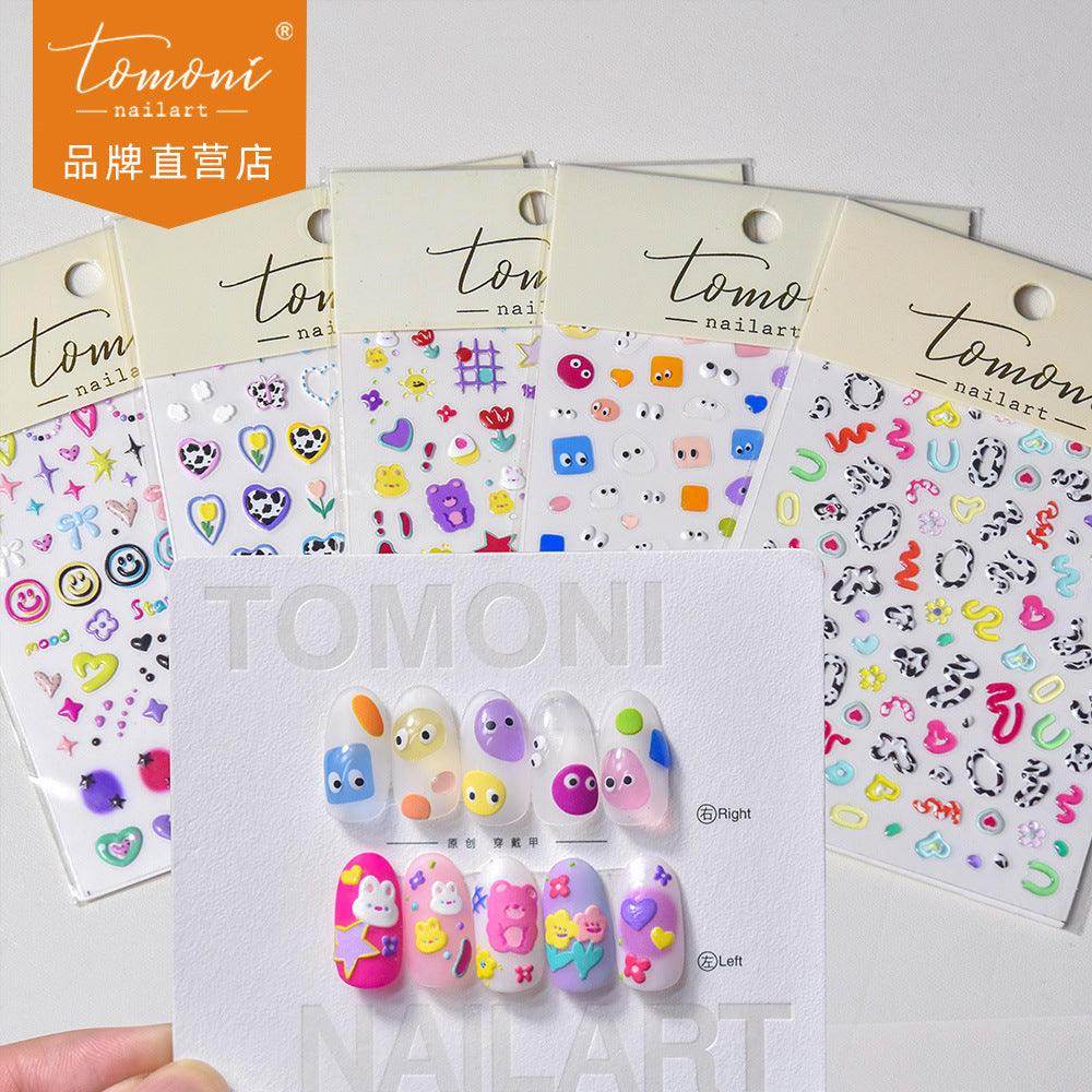 Cow Print Nail Art Stickers Adhesive Embossed Cute Bear Bunny Flower Sticker Decals to3054 - Nail MAD