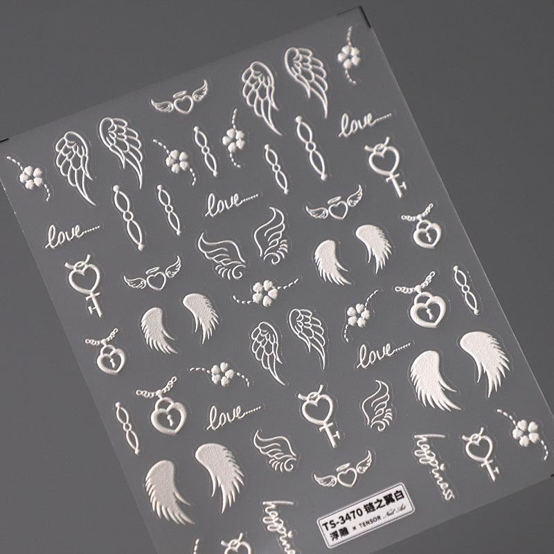 Tensor Nail Art Stickers White Wings Sticker Decals - Nail MAD