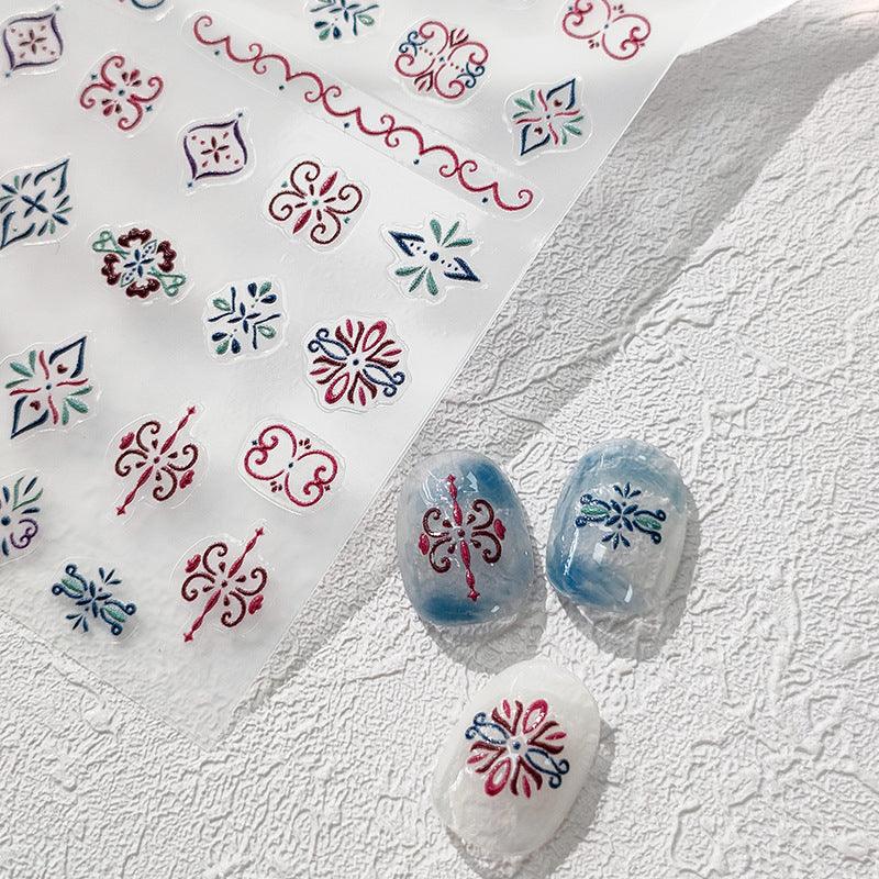 Tensor Nail Art Stickers Persian Totem Embossed Sticker Decals - Nail MAD