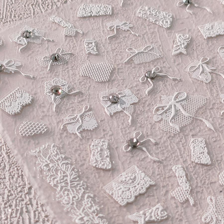 NailMAD Nail Art Stickers Adhesive Slider Embossed Bowknow Mesh Sticker Decals TL118 - Nail MAD