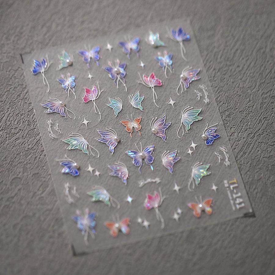 Nail Art Stickers Adhesive Slider Colorful Butterfly Embossed Sticker Decals TL141 - Nail MAD