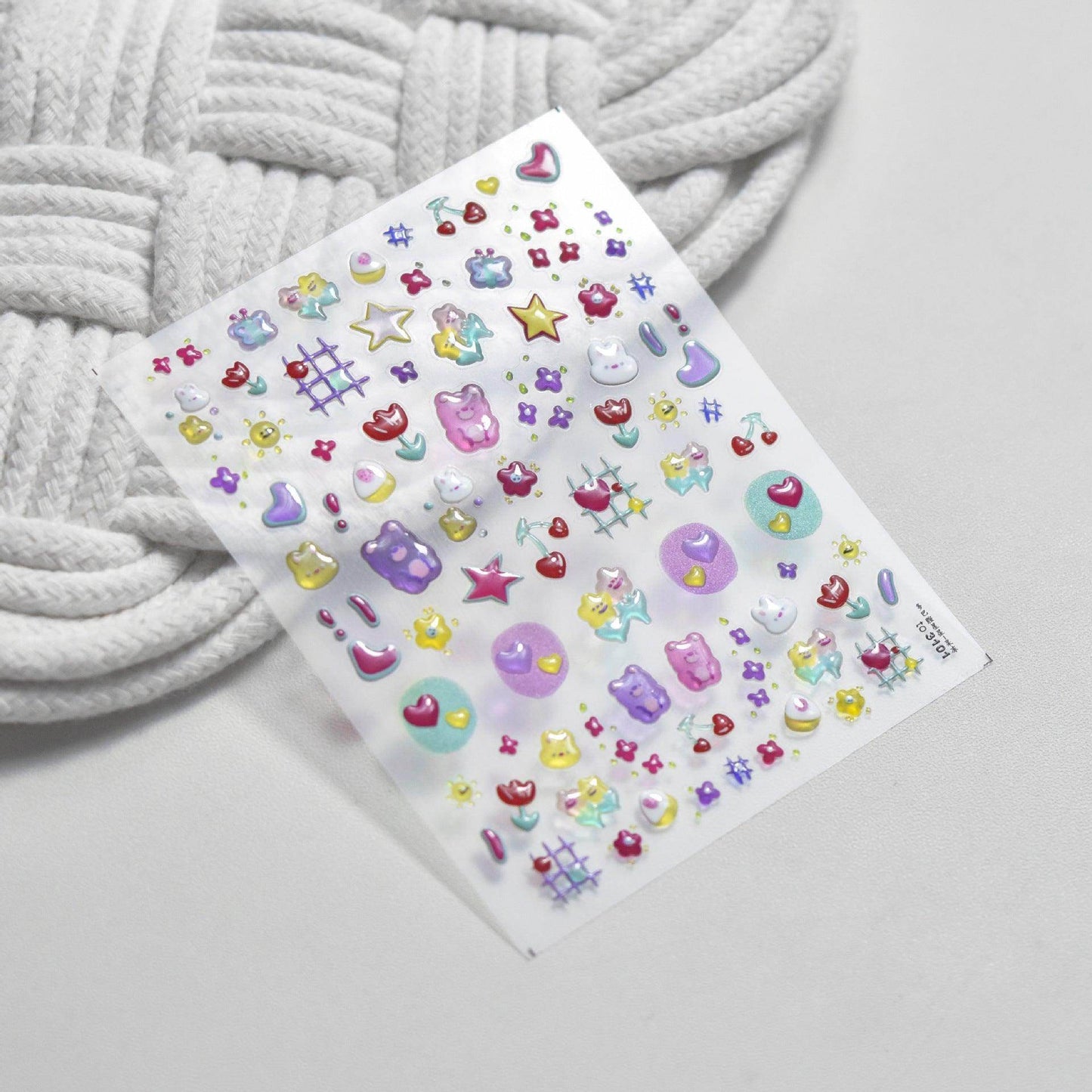 Cow Print Nail Art Stickers Adhesive Embossed Cute Bear Bunny Flower Sticker Decals to3054 - Nail MAD
