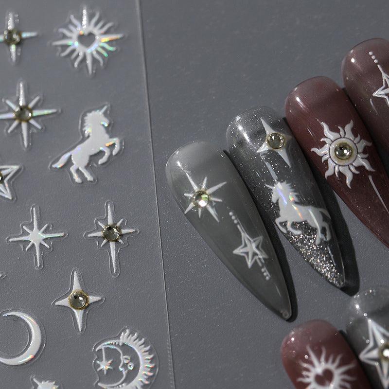 Tensor Nail Art Stickers Star Moon With Rhinestone Sticker Decals TL006 - Nail MAD