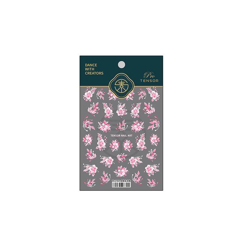 Tensor Nail Art Stickers Pink Flowers Embossed Sticker Decals - Nail MAD
