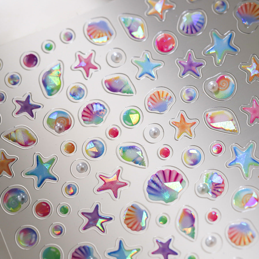 NailMAD Aurora Shell Light Nail Art Stickers Adhesive Embossed Starfish Sea Life Sticker Decals TL178