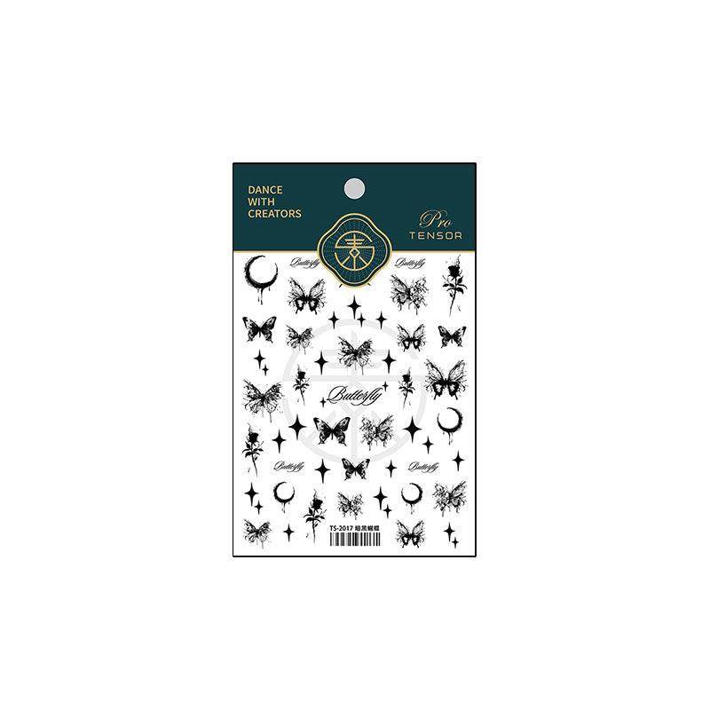 Nail Art Stickers Adhesive Slider Black Butterfly Rose Sticker Decals TS2017 - Nail MAD