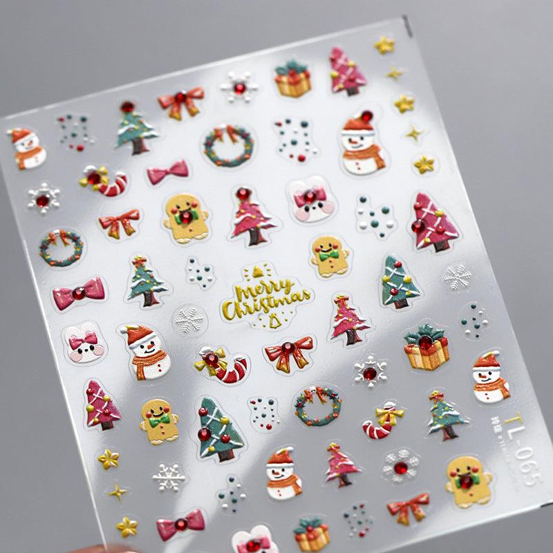 Tensor Nail Art Stickers Christmas Tree Snowflake Embossed Sticker Decals TL065 - Nail MAD