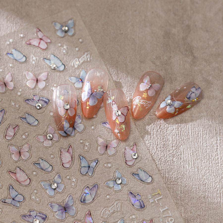 Aurora Shell Light Nail Art Stickers Adhesive Watercolor Butterfly Sticker Decals TL179 - Nail MAD