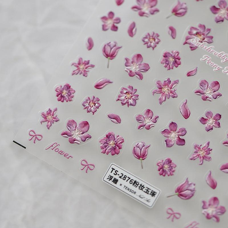 Tensor Nail Art Stickers Embossed Pink Flower Sticker Decals 甲TS2875 - Nail MAD