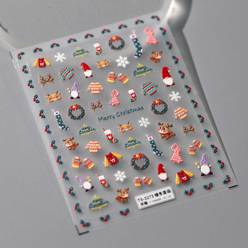 Tensor Nail Art Stickers Snowflakes Christmas Embossed Sticker Decals - Nail MAD