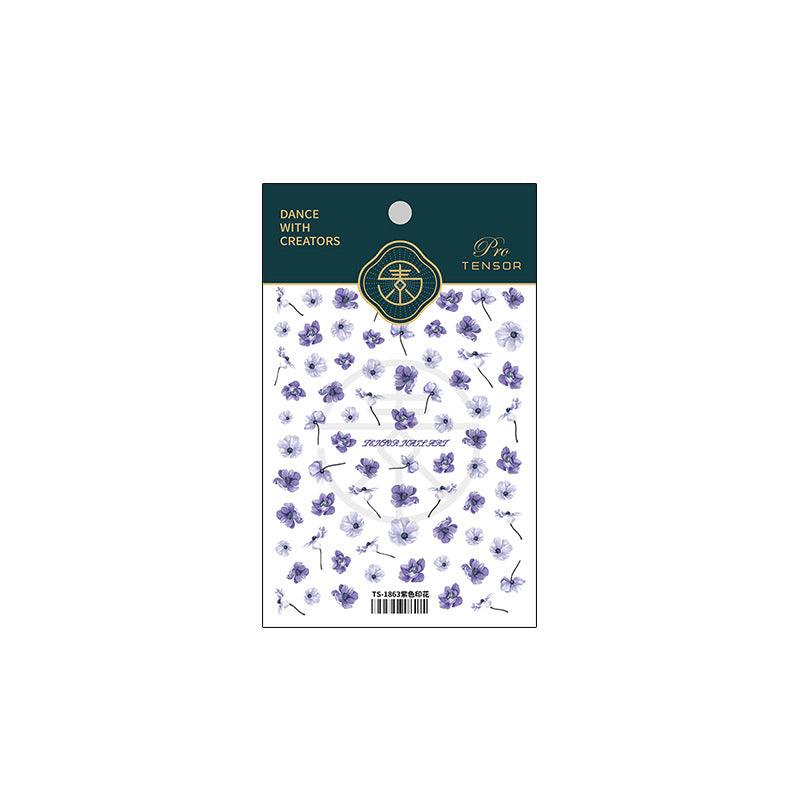 Tensor Nail Art Stickers Violet Flower Embossed Sticker Decals - Nail MAD