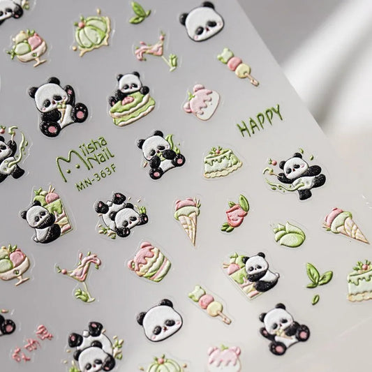 Panda Nail Art Stickers 3D Adhesive Slider Sticker Decals MN362