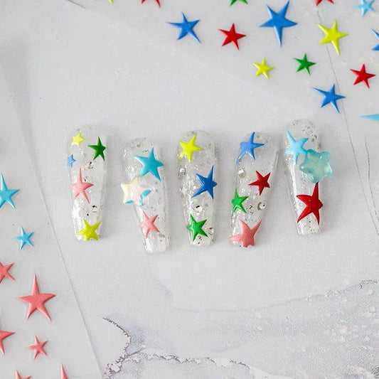 Pop Art Stars Nail Art Stickers Adhesive Slider Embossed Star Sticker Decals to3107