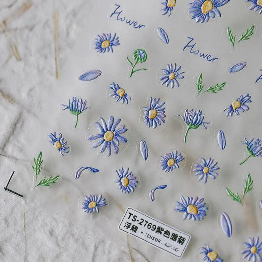 Purple Daisy Nail Art Stickers Daisy Flower Adhesive Sticker Decals TS2768