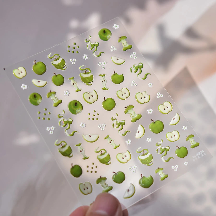 Red Apple Nail Stickers Summer Fruit 5D Stickers to4231