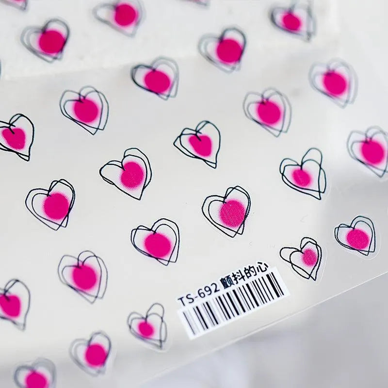 Red Blush Heart Nail Art Stickers Love Hearts Adhesive Sticker Decals TS692