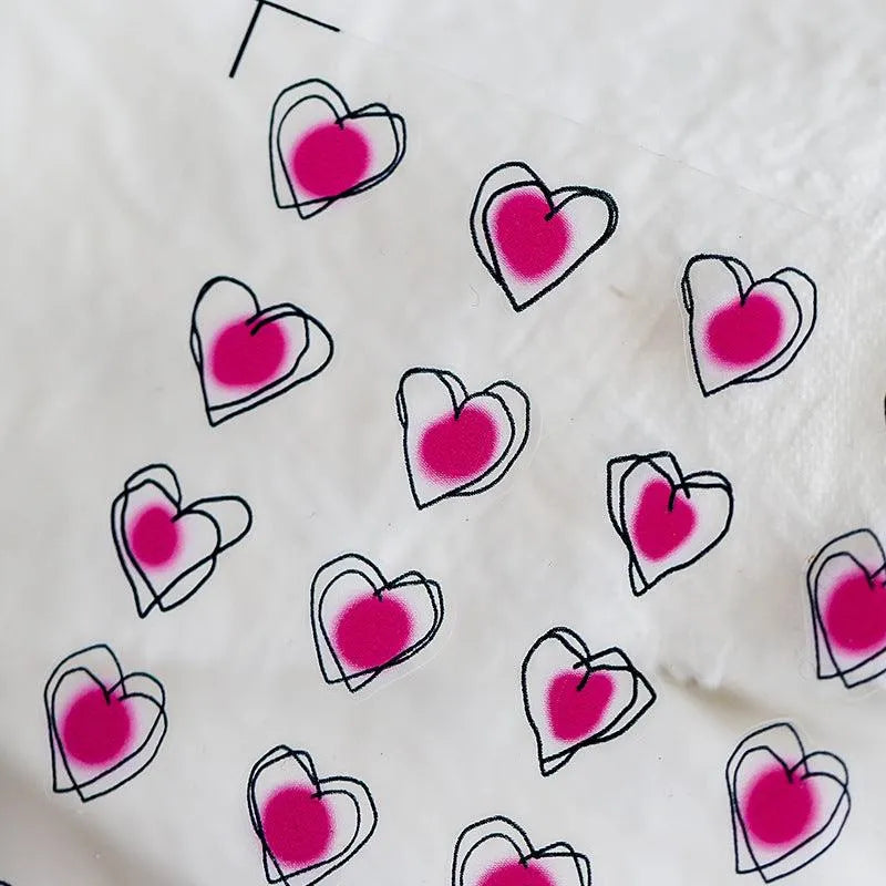 Red Blush Heart Nail Art Stickers Love Hearts Adhesive Sticker Decals TS692