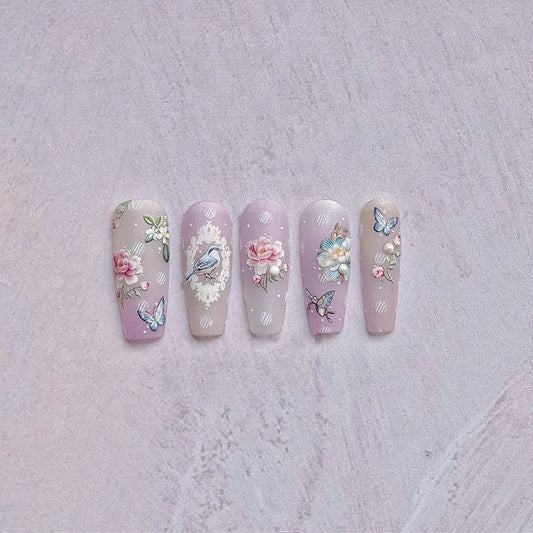 Retro Flower Nail Art Stickers Adhesive Rose Leaf Sticker Decals