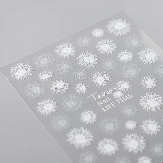 Retro Sunflower Nail Art Stickers Black White Sunflowers Adhesive Sticker Decals