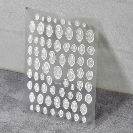 Rose Stamp Nail Art Stickers Adhesive Embossed Flower Signet Sticker Decals MS256