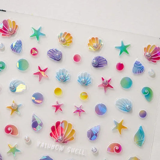 Shell Nail Art Stickers Adhesive Slider Shiny Starfish Sticker Decals TL012