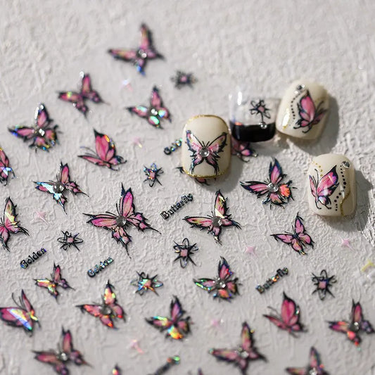 Shiny Butterfly Nail Art Stickers Adhesive Sticker Decals TL123