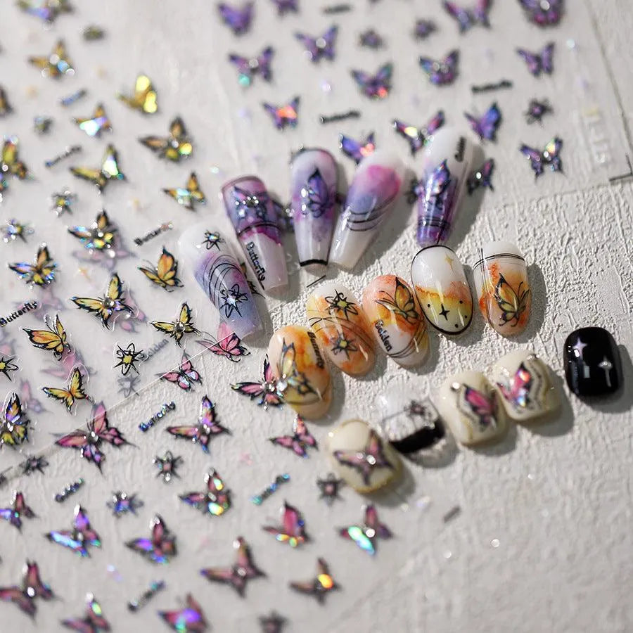 Shiny Butterfly Nail Art Stickers Adhesive Sticker Decals TL123