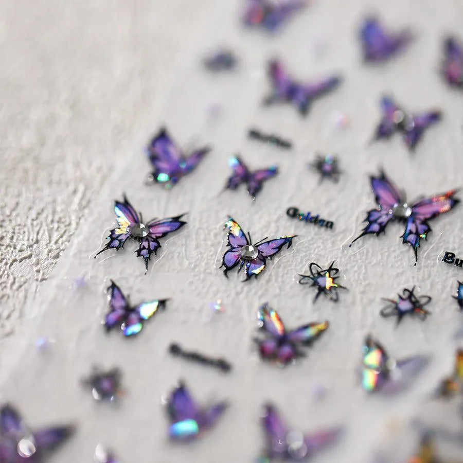 Shiny Butterfly Nail Art Stickers Adhesive Sticker Decals TL123