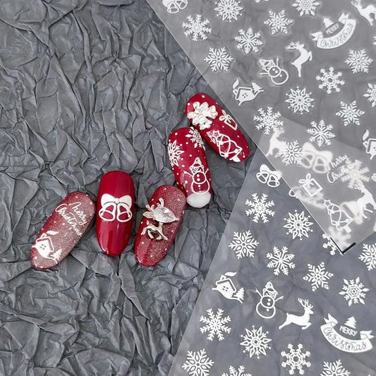 Snowflake Nail Art Stickers Christmas Snowflake Adhesive Embossed Sticker Decals TS2005