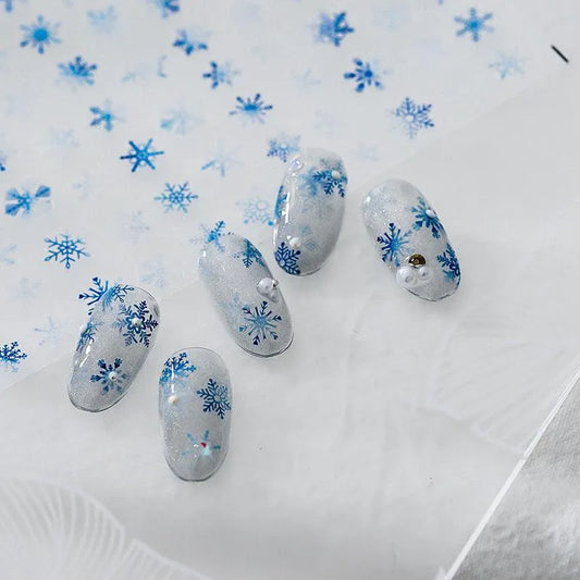 Snowflake Nail Art Stickers Gradient Blue Snowflake Adhesives Sticker Decals TS919