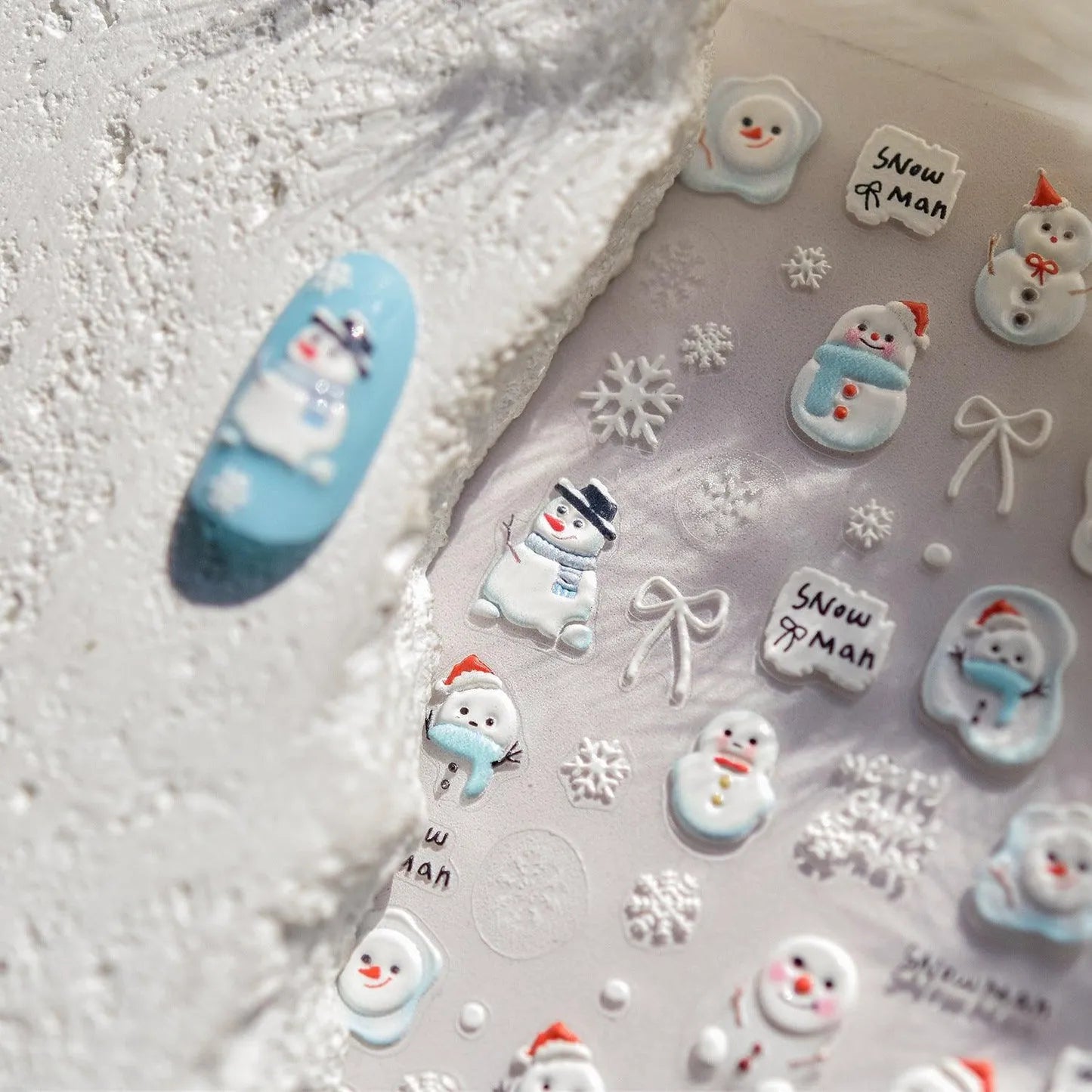 Snowman Nail Art Stickers Adhesive Embossed Christmas Snowflake Sticker Decals to4760