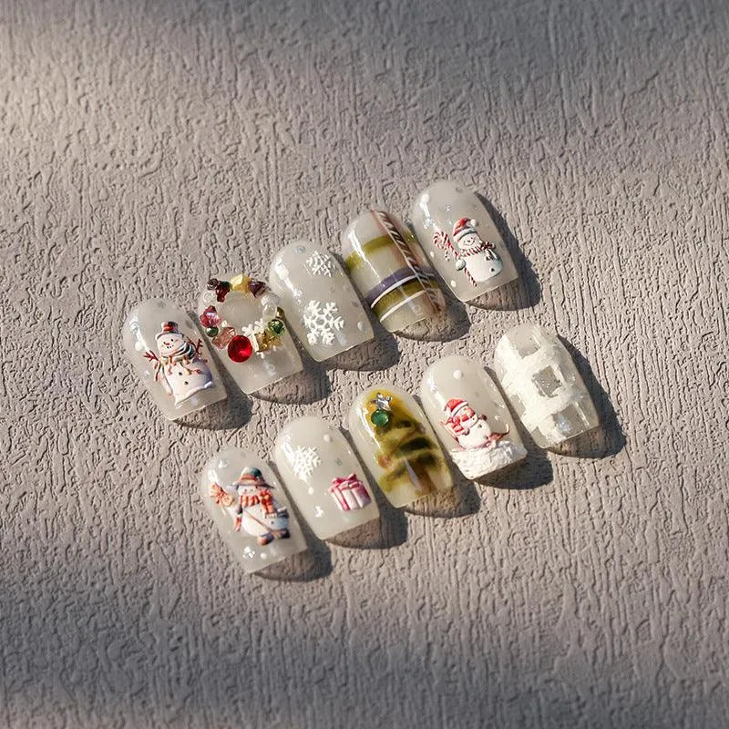 Snowman Nail Art Stickers Adhesive Slider Christmas Snowflakes Sticker Decals TS3449