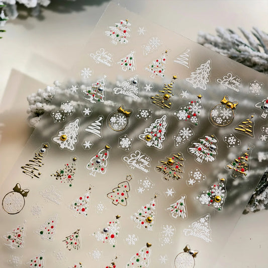Sparkle Christmas Tree & Snowflake Nail Art Stickers TL274