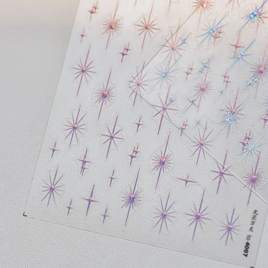 Sparkling Starburst Nail Stickers - Metallic Shimmer Nail Art Decals to4007