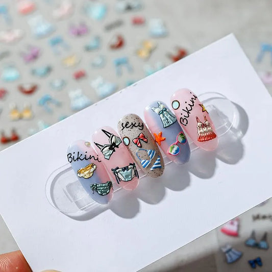 Summer Beach Nail Art Stickers Sexy Bikini Dress Adhesive Sticker Decals TS1448