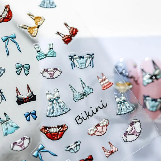 Summer Beach Nail Art Stickers Sexy Bikini Dress Adhesive Sticker Decals TS1448