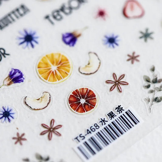 Summer Fruit Nail Art Stickers Dried Fruit Slice Adhesive Sticker Decals TS468