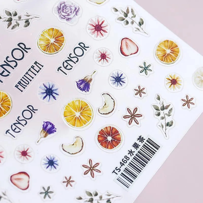 Summer Fruit Nail Art Stickers Dried Fruit Slice Adhesive Sticker Decals TS468