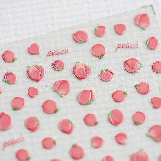Summer Fruit Nail Art Stickers Peach Cherry Adhesive Sticker Decals TS528