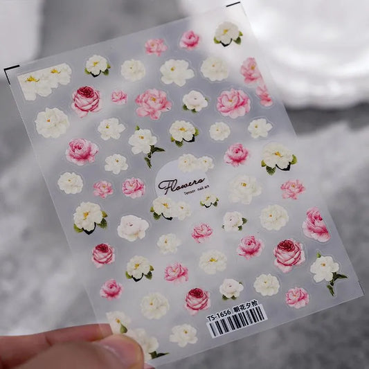 Sunflower Nail Art Stickers Floral Leaf Adhesive Slider Sticker Decals TS1655