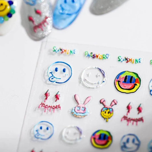 Sunshine Nail Art Stickers Cheeky Smile Face Adhesive Sticker Slider Decals TS1679