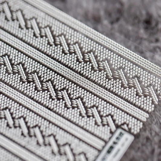 Sweater Knitting Pattern Nail Art Stickers Adhesive Embossed Sticker Decals TS357